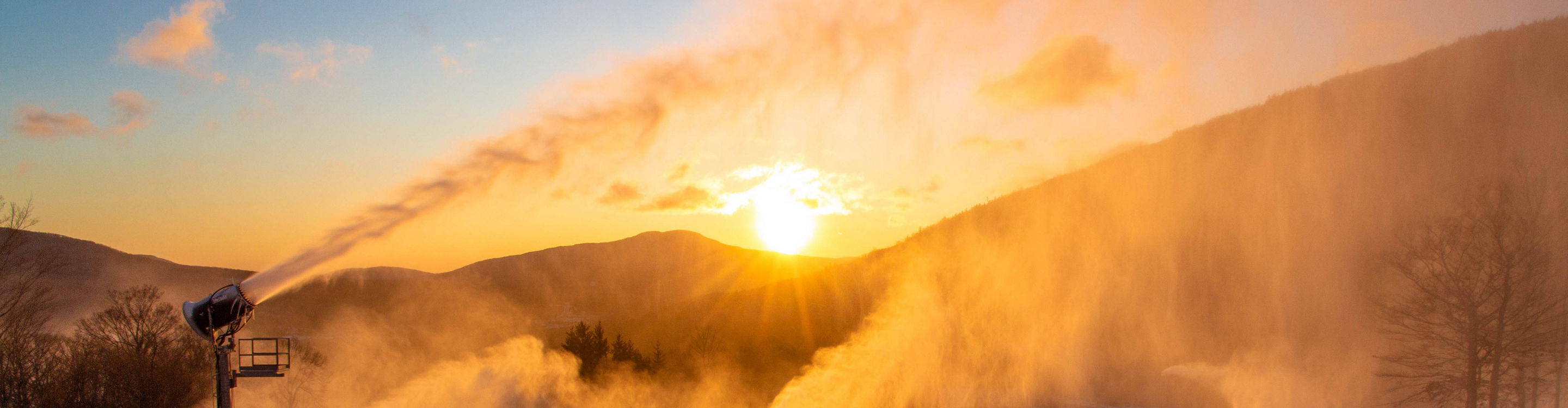 Scenic Sunrise View of Snowmaking at Hunter Mountain