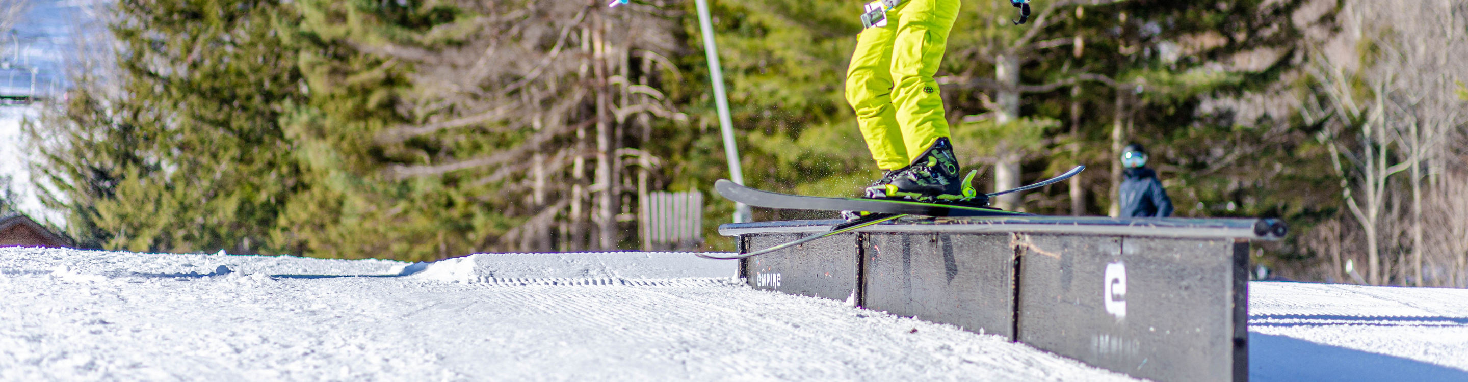 Skier Hits Rail at Empire Parks at Hunter Mountain
