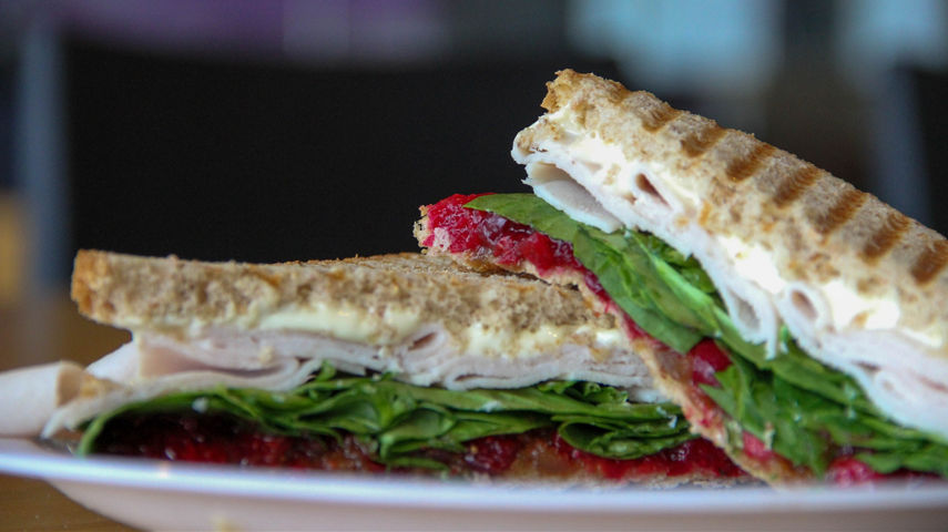 Close up of a turkey sandwich at Mt. Brighton