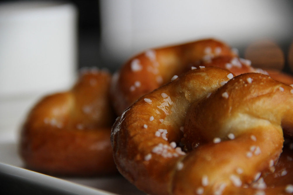 A close up of the pretzel appetizer at Mt. Brighton