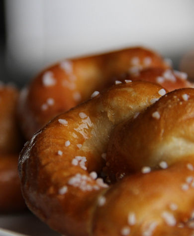 A close up of the pretzel appetizer at Mt. Brighton
