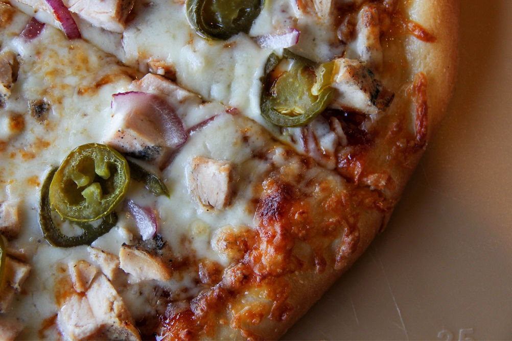 A close up of gourmet pizza at Mt. Brighton