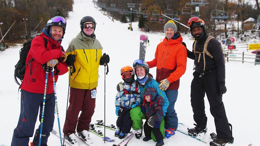 Group of Family and Friends Pose at Base of MinutemanArea at Roundtop