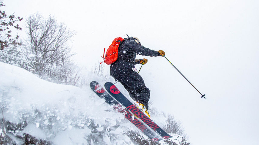Skier Jumps Off Cliff at Hunter Mountain