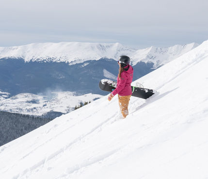 Two friends hike to Erickson Bowl at Keystone, CO.