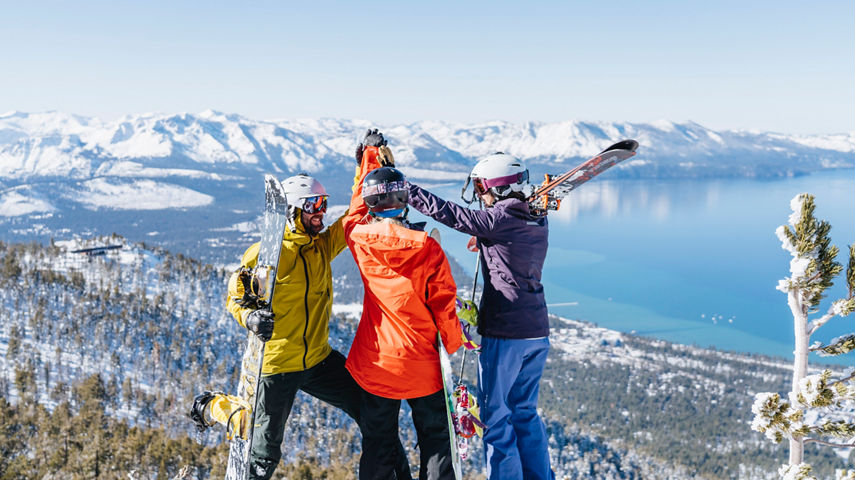 Friends Skiing at Olympic Express at Heavenly