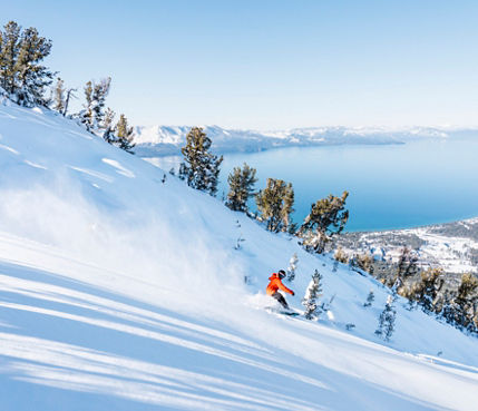 Friends Skiing at Olympic Express at Heavenly