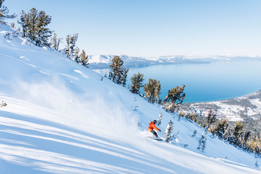 Friends Skiing at Olympic Express at Heavenly