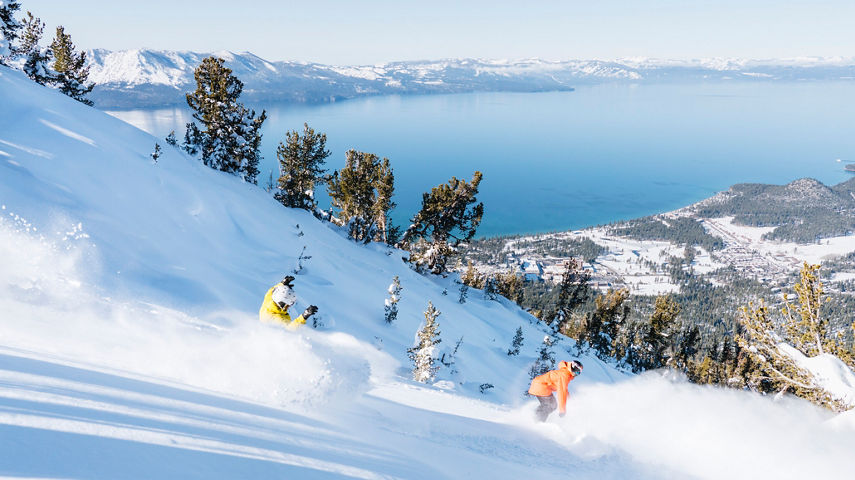 Friends Skiing at Olympic Express at Heavenly