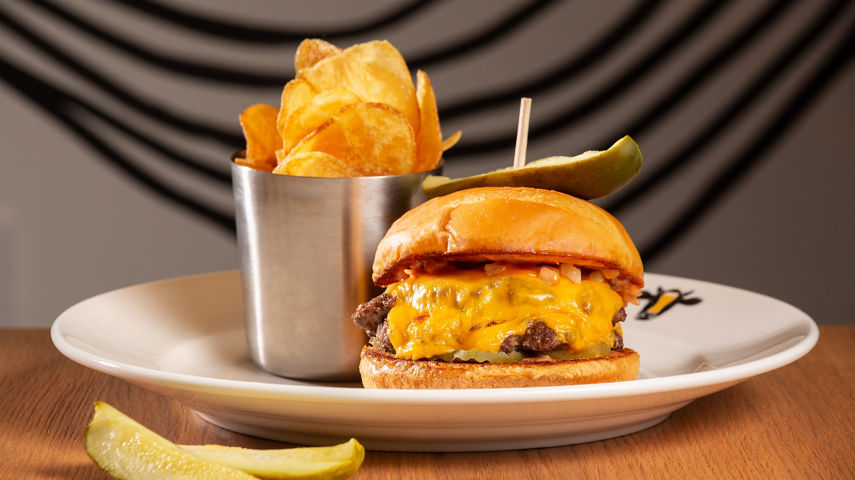 Double Cheeseburger at Bourbon Pub in The Village at Northstar