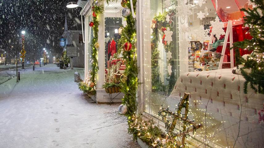 Downtown Stowe In Winter at Night