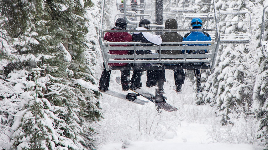 Guests Ride Up Village Express at Northstar California Resort