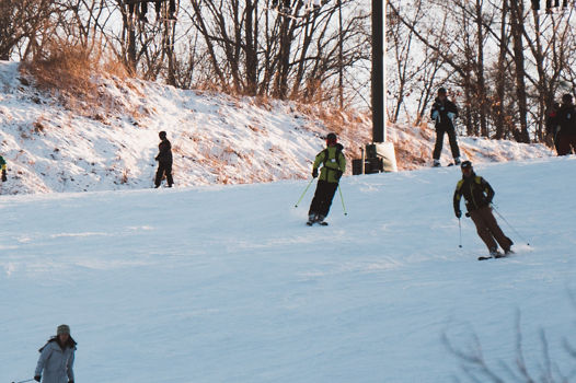 Skier Makes Turns Downhill at Boston Mills