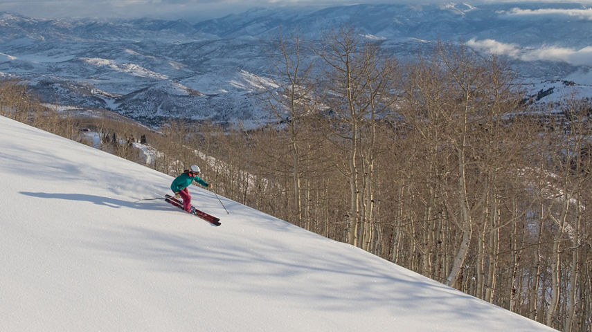 Skiing at Park City on a winter afternoon