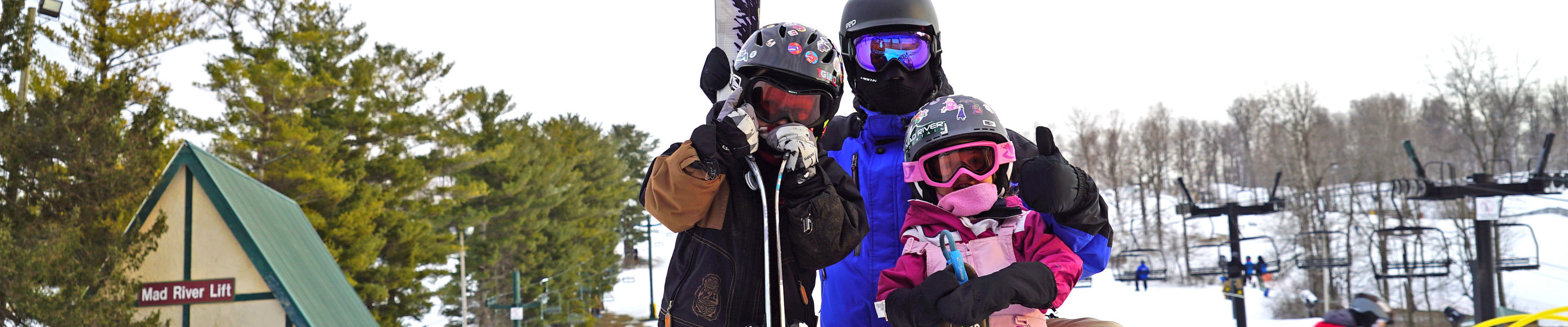 Father Poses with Son and Daughter at Mad River Mountain