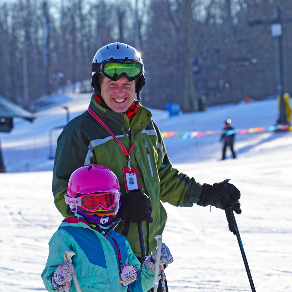 Father and Daughter Pose at Mad River Mountain Base Area