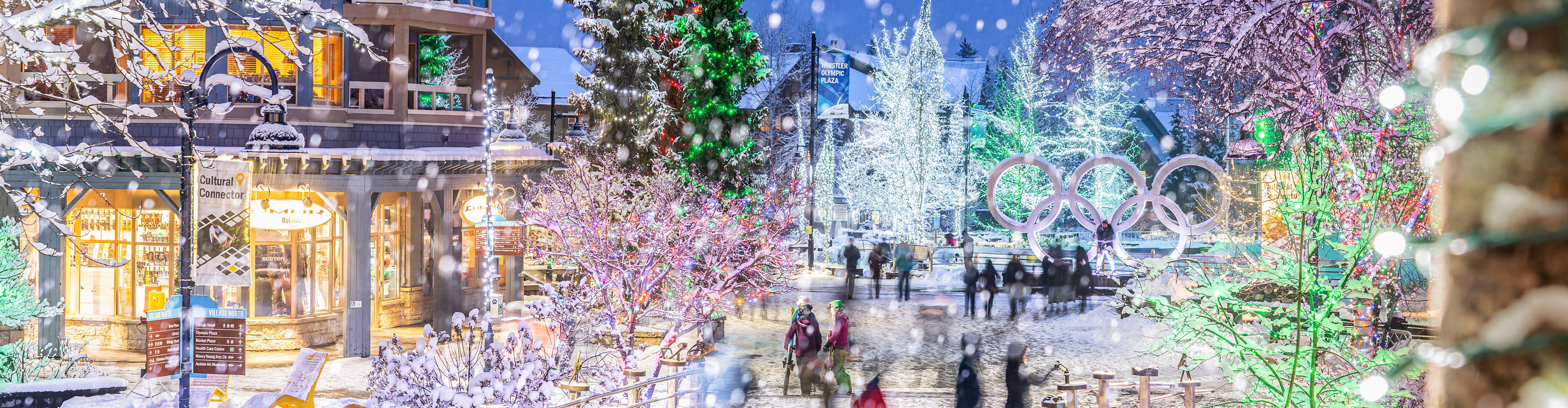 Snowy Whistler Village at Christmas