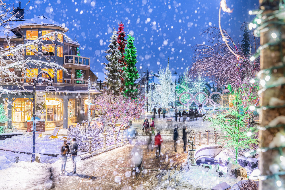 Snowy Whistler Village at Christmas