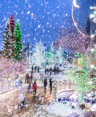 Snowy Whistler Village at Christmas