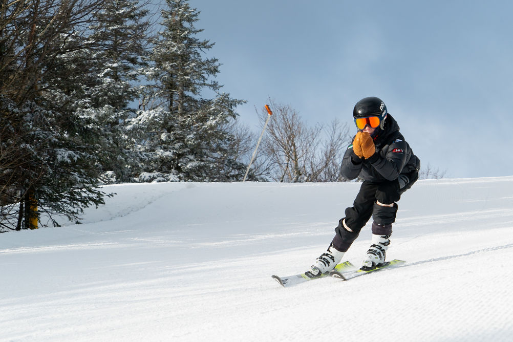 Ski Racer Practices on Course at Mount Snow