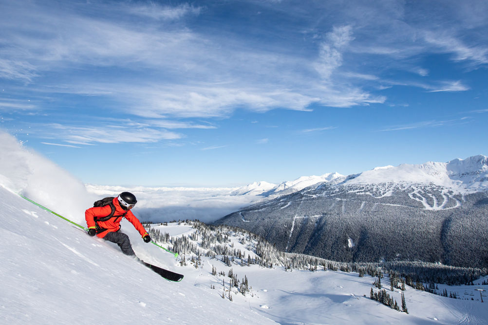 Meredith Eades Skiing Powder on Whistler Mountain