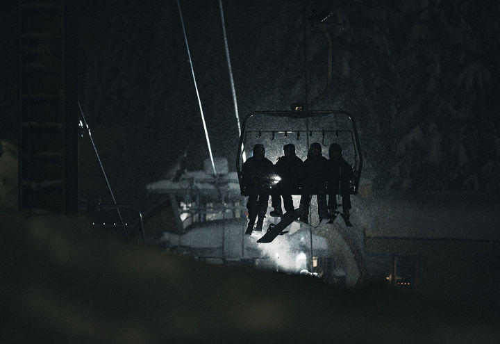 Chairlift at night at Stevens Pass