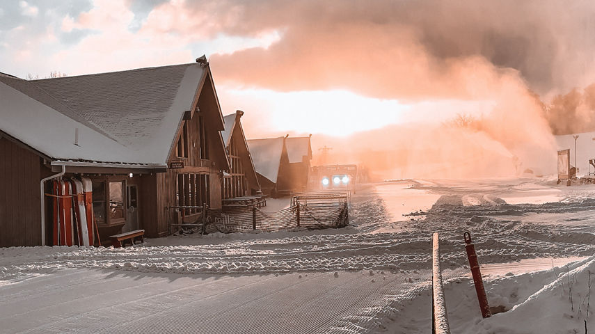 Dramatic Sunset Outside of Lodge at Boston Mills 