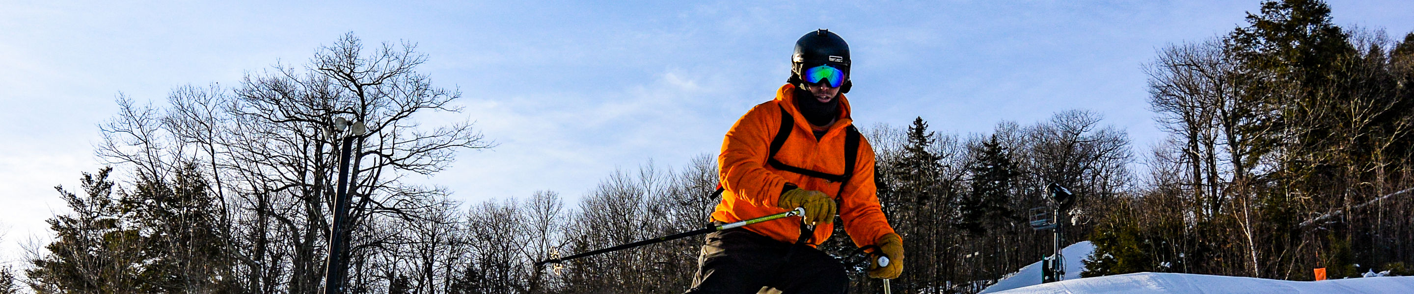 Skier Makes Turns Down Groomed Ski Run Crotched Mountain