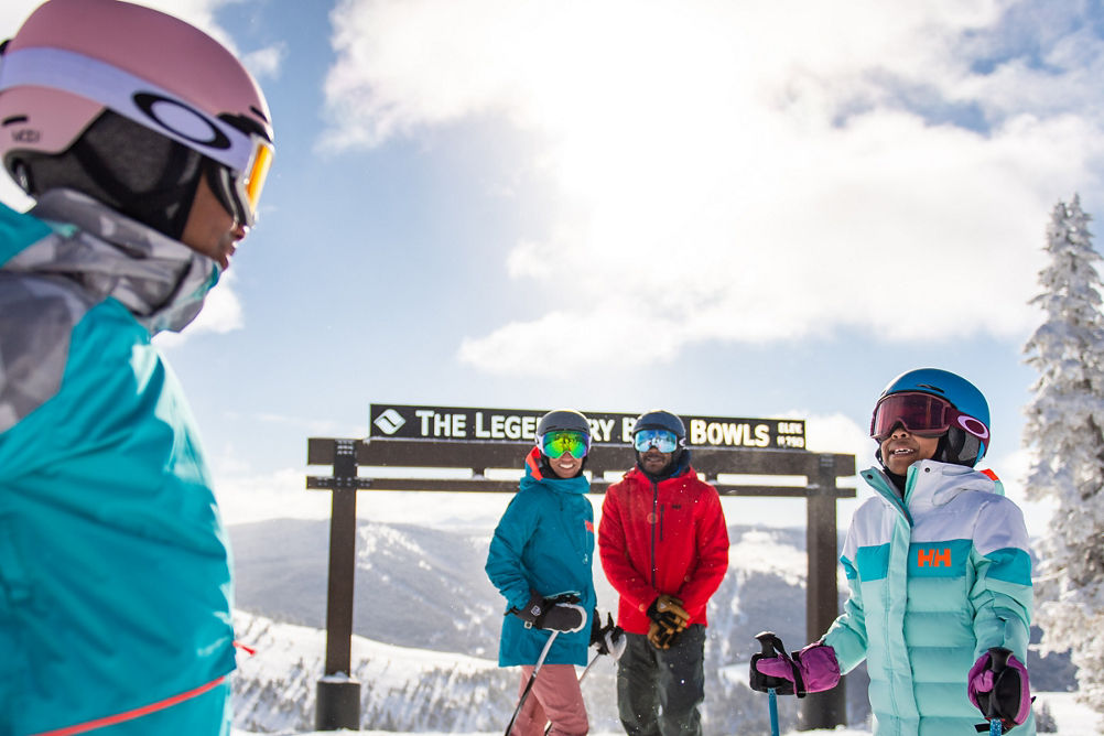 Family Getting Ready to Ski on Vail Mountain 