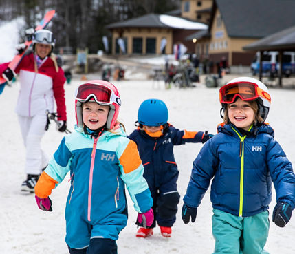 Kids Learning How to Ski on Mount Sunapee's South Peak