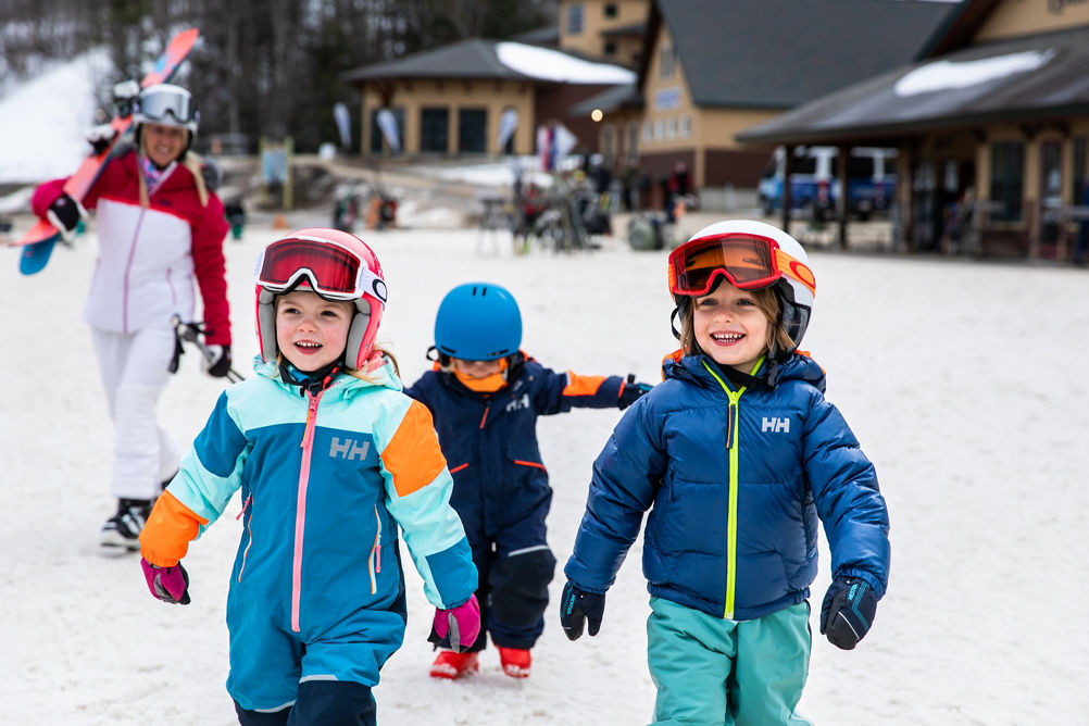 Kids Learning How to Ski on Mount Sunapee's South Peak