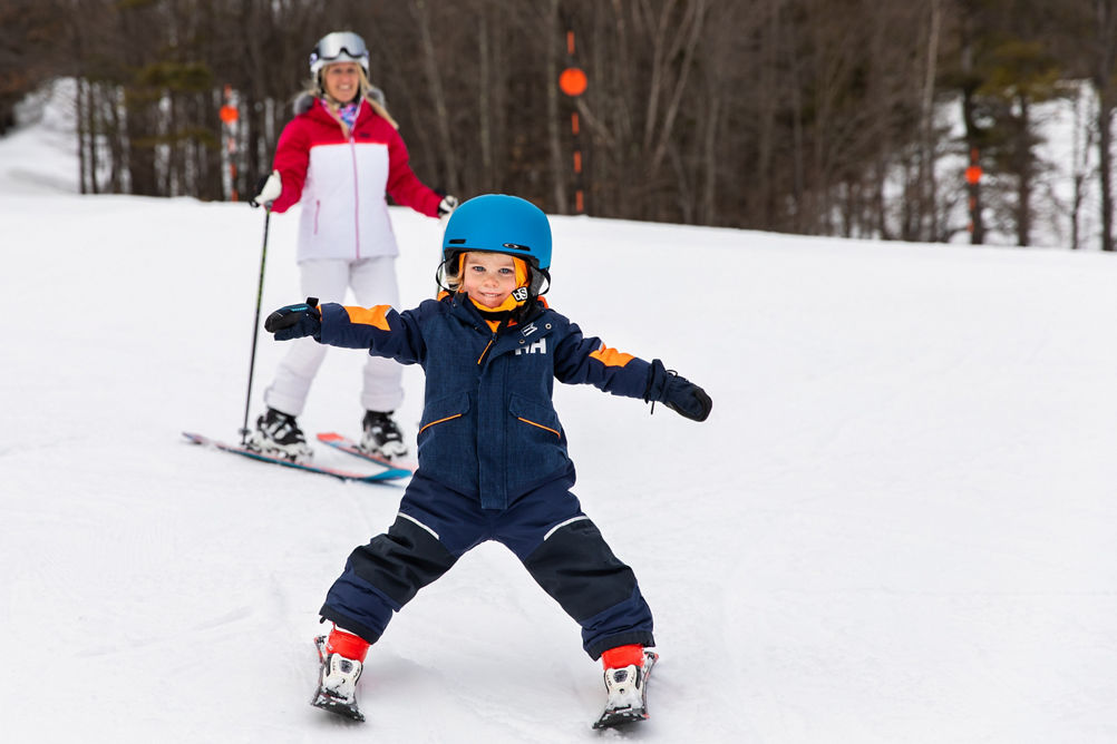 Kids Learning How to Ski on Mount Sunapee's South Peak