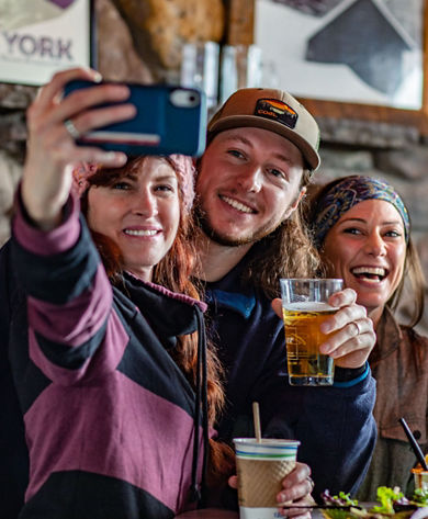 Group Taking a Selfie Apr�s Ski at Hunter Mountain