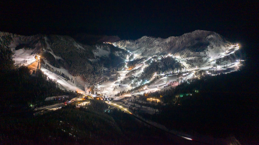 Nighttime Aerial at Stevens Pass