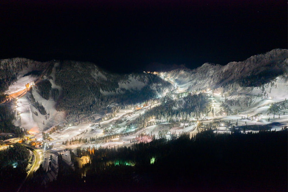 Nighttime Aerial at Stevens Pass