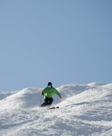 Skier Makes Turn on Mogul Run at Liberty Mountain