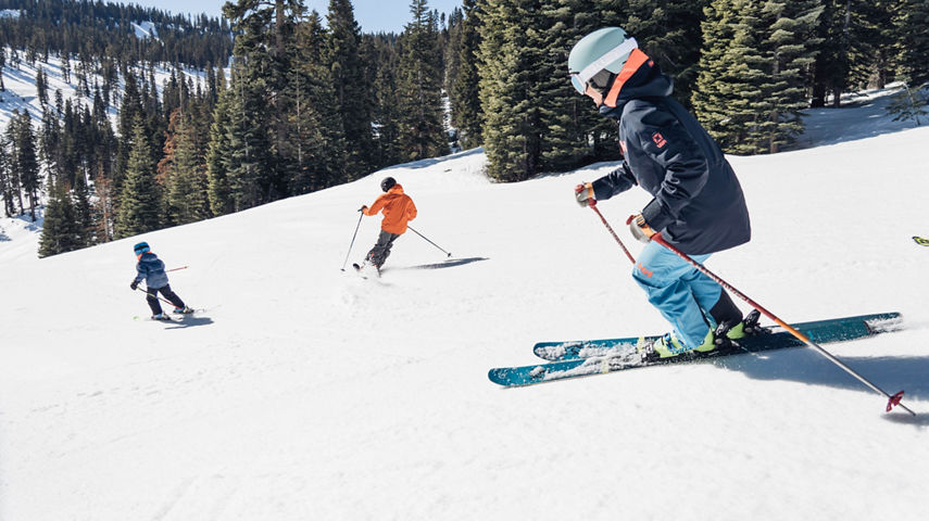 Mom Follows Family Down The Hill at Northstar California Resort