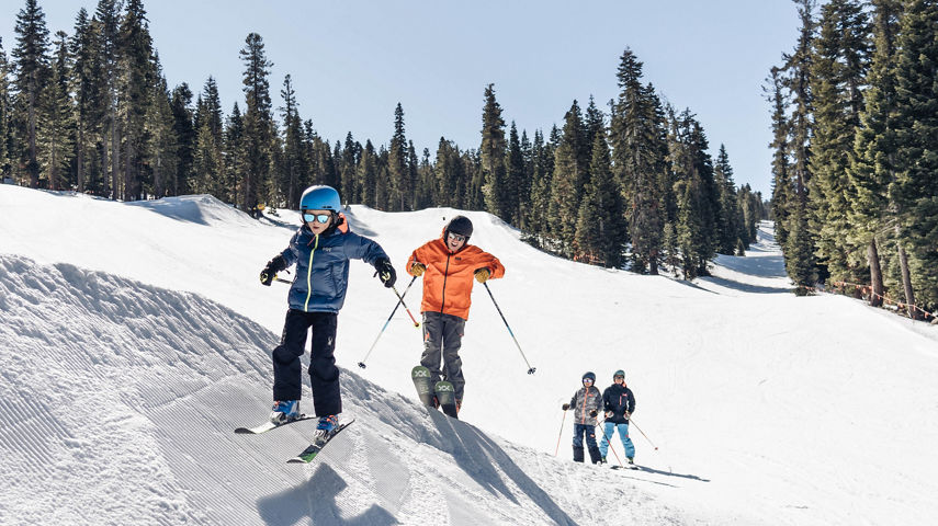 Child Leads Family Over Jump in The Lil' Stash at Northstar California
