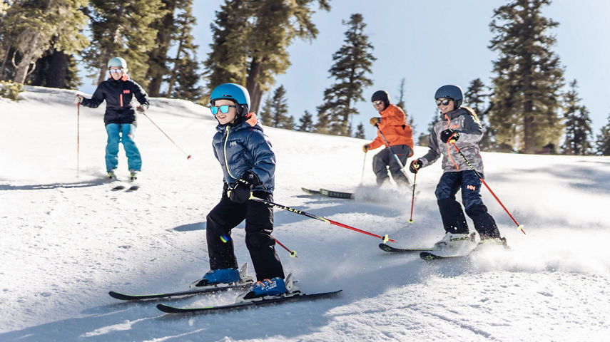 Child Leads Family Down Dutchman Run on a Spring Day at Northstar California