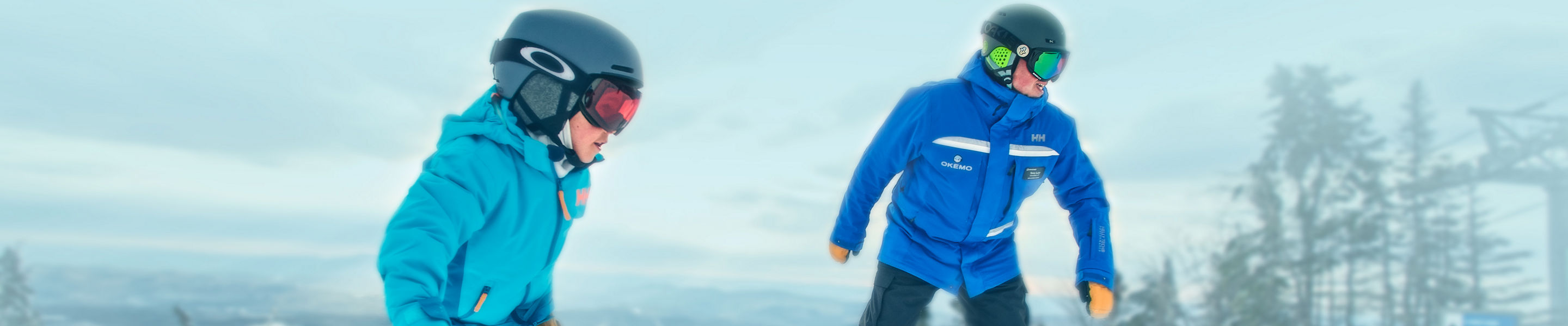 Instructor and Boy Snowboarding at Okemo