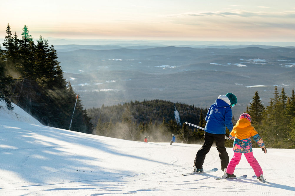 Ski Instructor Guide Little Girl in Lesson at Mount Snow