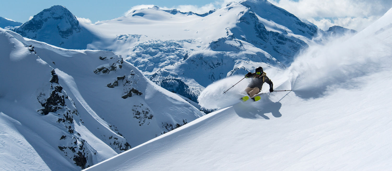 Skier in alpine on Blackcomb Mountain
