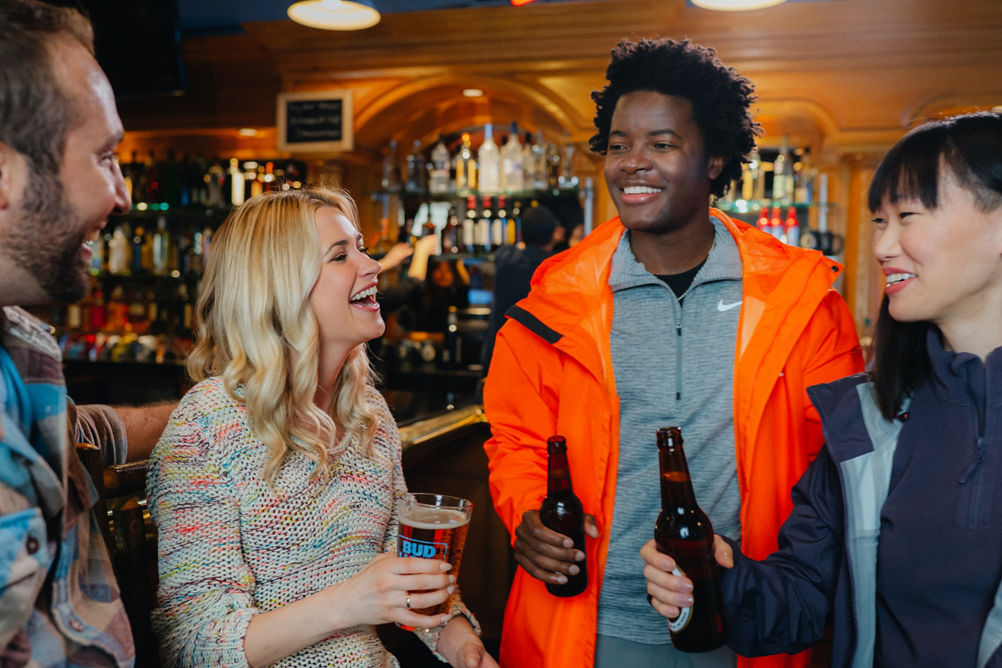 Friends enjoying drinks at Cal Bar at Heavenly