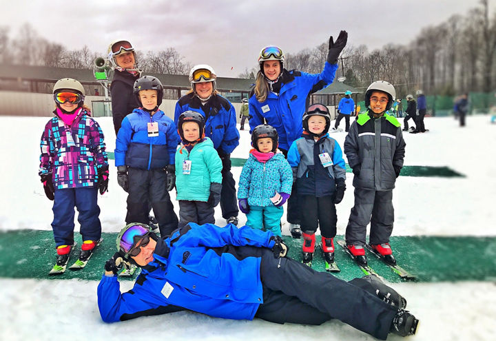 Ski Instructor Guides Group Lesson at Roundtop 