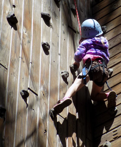 Little Girl Climbs Wall at Roundtop