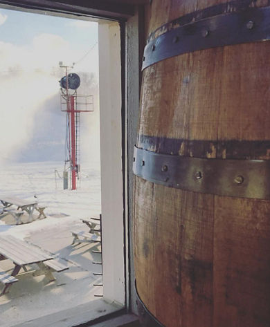 Looking Outside the Window at the Base Area from the Interior of the Main Lodge at Snow Creek