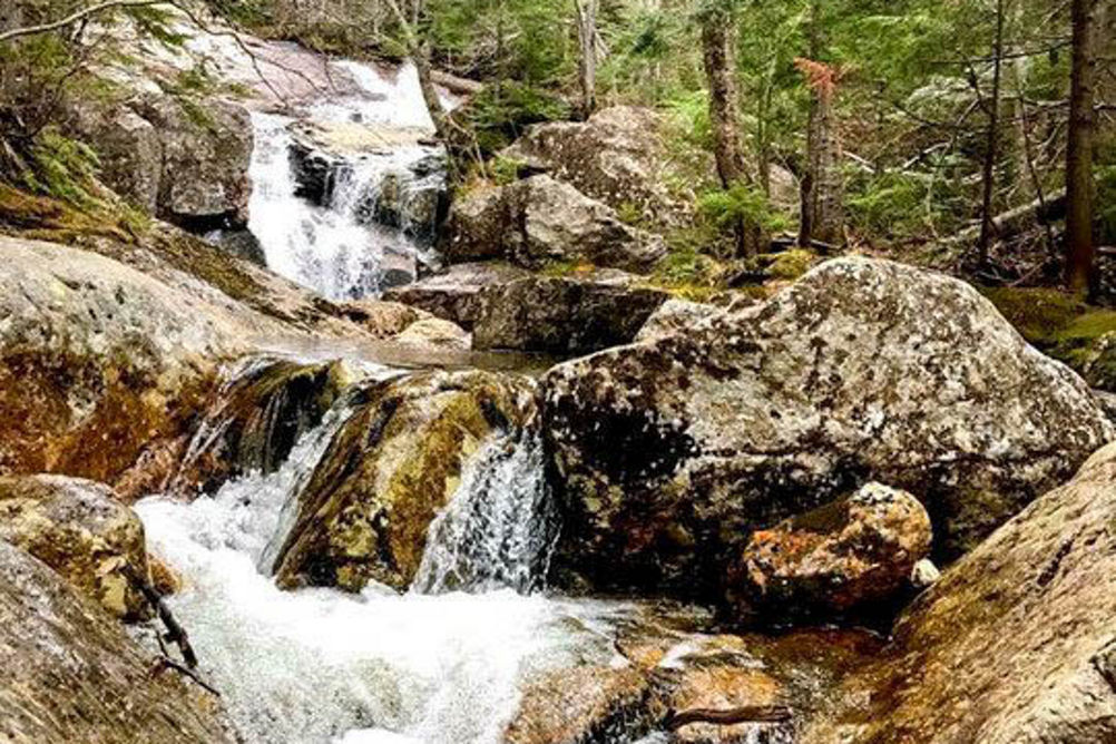 Water Rushing Over Rocks on Hiking Trail at Wildcat Mountain