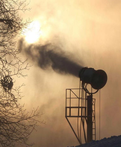 Snow Guns Fire on Ski Runs at Hidden Valley