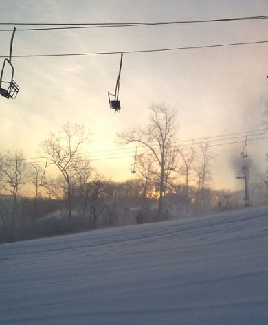 Sunrise Behind Chairlift at Hidden Valley