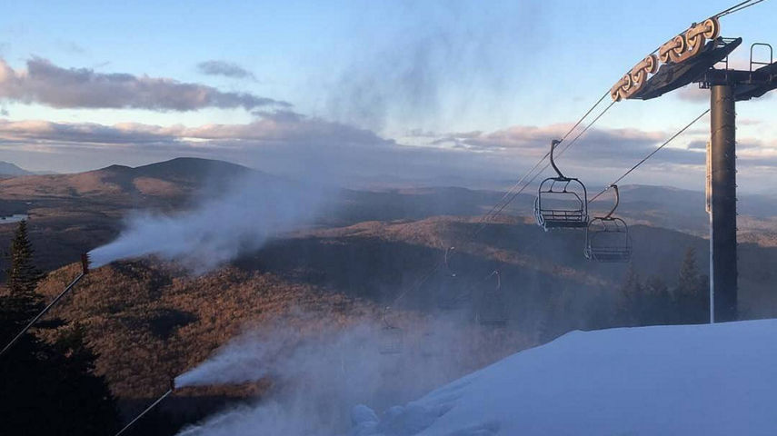 Snow Guns Fire at Top of the Chairlift at Hidden Valley